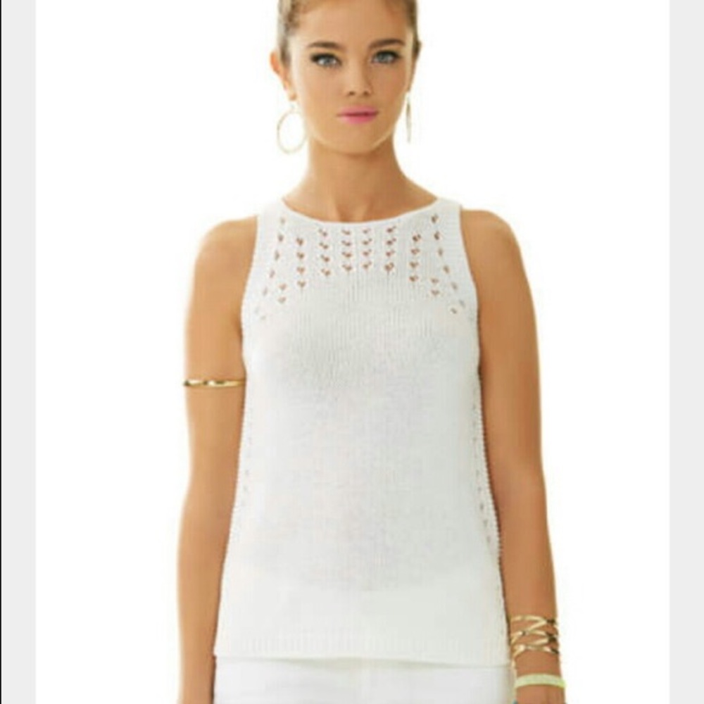 SALE ! LILLY PULITZER WHITE MAC SLEEVELESS SWEATER